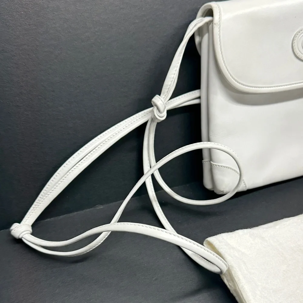 Gucci Purse Shoulder Bag Italian Leather Square White Gold Vintage With Dustbag - Picture 5 of 17